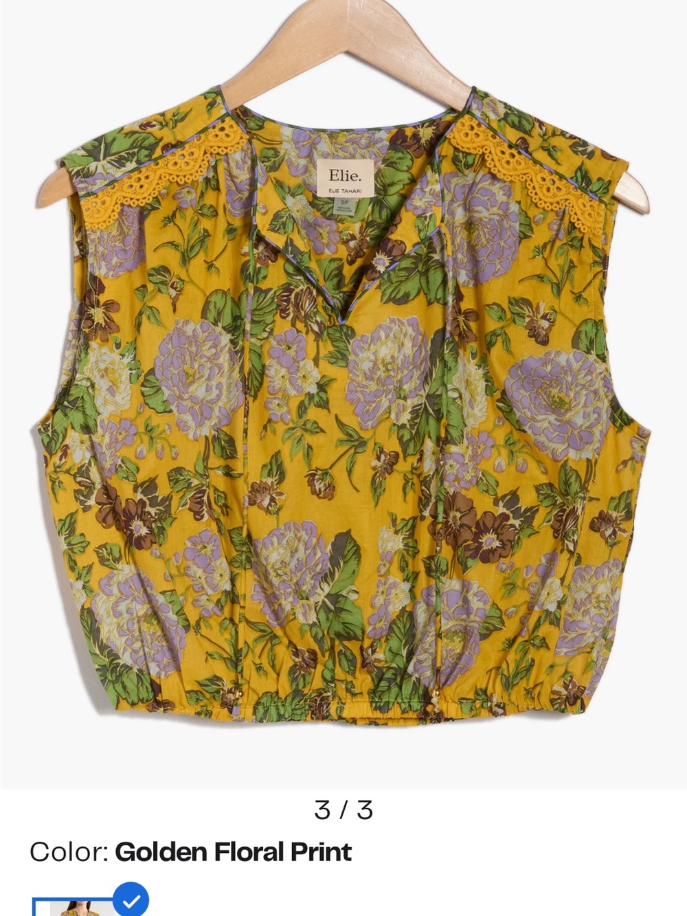 Elie Tahari Yellow Floral Sleeveless Camisole